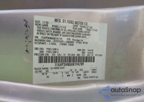 2010 Ford Focus Sel из США, поврежденный, VIN 1FAHP3HN0AW194789